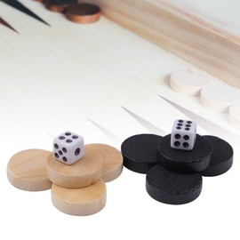 32 Pieces Replacement Tiles and Dice Board Game Chess Pieces Replacement Stones Set Made of Wood International Checkers Replacement Pieces for Travel Camping Diameter 19 mm