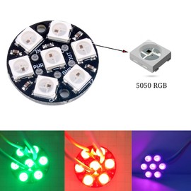WS2812 RGB LED Ring 7 x 5050 WS2812B 7 Bits with Built-in Drivers for Arduino Raspberry Pi Mirco:bit ESP32 Pack