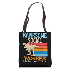 Awesome Social Worker Dinosaur Social Work Healthcare Tote Bag