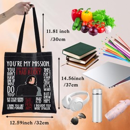 BWWKTOP Bucky Tote Bag Superheros Barnes Fans Gift Even When I Had Nothing White Wolf Shoulder Bag Bucky Merch, You're My Mssion Bl, One Size