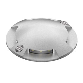 ledscom.de LED Ground Light, waymarker BUNDA for Outdoor, IP67, 4-lamp, Aluminium, Round, 70mm Ø, Cool White