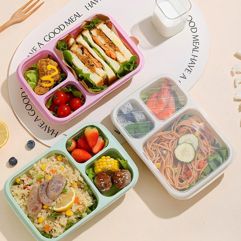 4 Pack Bento Box Lunch Boxes, BPA-Free Reusable Snack Box
