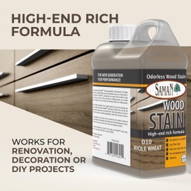SamaN Interior Water Based Wood Stain - Natural Stain for Furniture, Moldings, Wood Paneling, Cabinets (Whole Wheat TEW-010-32, 32 oz)