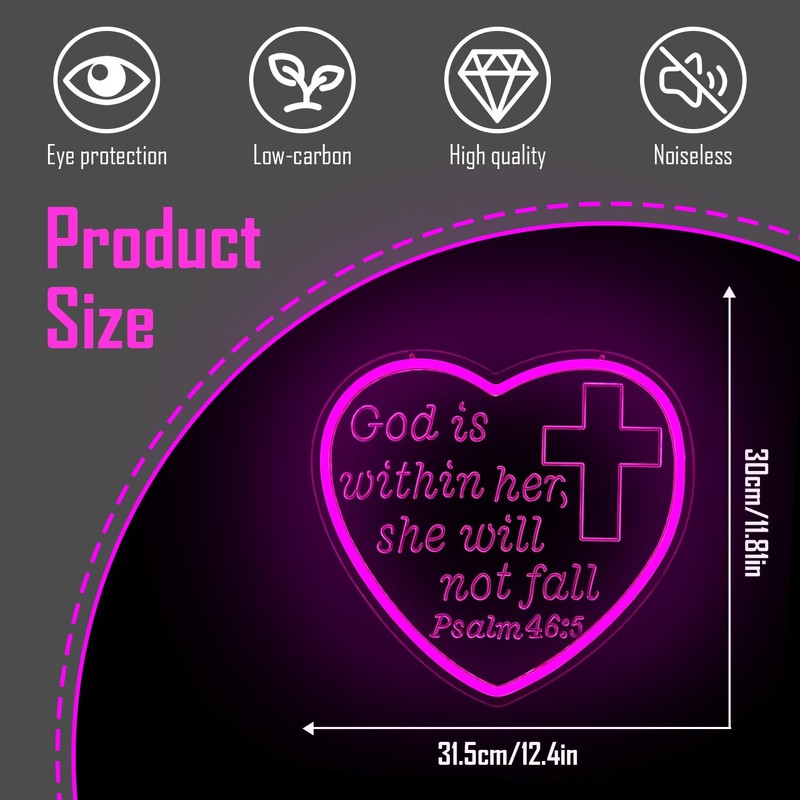God is Within Her She Will Not Fall Neon Sign