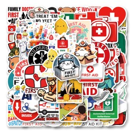 First Aid Stickers 63Pcs for Kids Clear Wildflower Stickers for Water Bottles Scrapbooking Card Making Crafts Laptop
