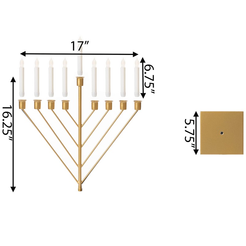 Nine Branch Electric Chabad Judaica Chanukah Menorah with LED Candle