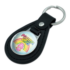 GRAPHICS & MORE Black Leather Care Bears Cheer Bear Positive Vibes Keychain