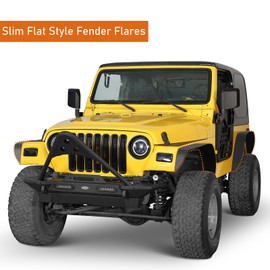 Hooke Road Wrangler TJ Fender Flares, Front & Rear Steel Wheel Mud Guards for 1997-2006 Jeep Wrangler TJ - 4PCS Set