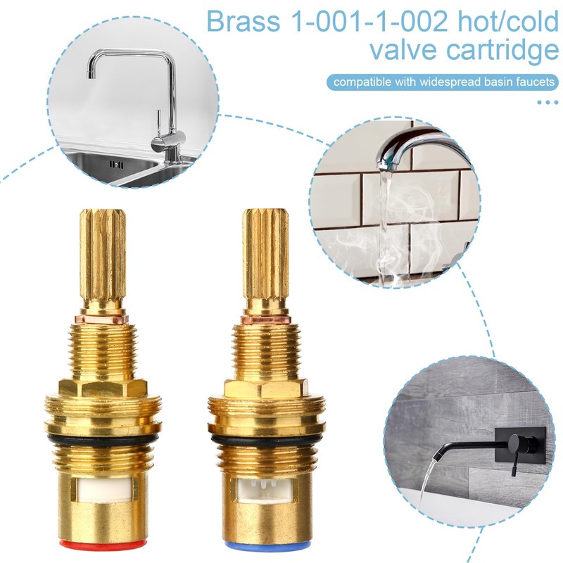 Brass 1-001 & 1-002 Ceramic Valve Cartridge Set, Hot and
