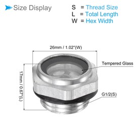 CoCud Air Compressor Oil Sight Glass, | G1/2 Male| Aluminum Hex Head Oil Liquid Level Indicator Glass Window - (Applications: for Gearbox Fittings), 1-Piece