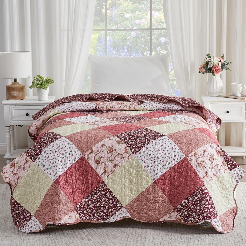 Qucover Patchwork Pillowcases 2 Pack Multicolor Floral Printed Pillow Cases