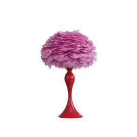 ORE HBL2666 Feather Aquina Glaze Red Metal Contour Glam Table Lamp, Medium Pink, 18.25"