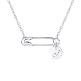 You Script Initial Alphabet A-Z Support Symbol for Displaced People Massivity Round Circle Disc Sideways Sicherty Pin Necklace Pendant for Women .925 Sterling Silver Useful, Sterling Silver, No