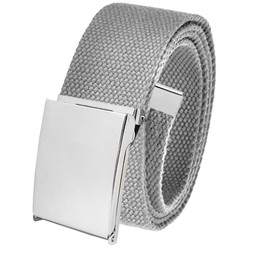 Build A Belt Silver Flip Top Style 1.5" Wide Buckle with Canvas Web Belt (Mens Medium Gray)