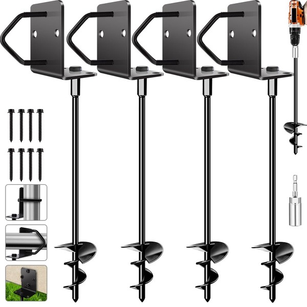 Ground Anchors Screw in 14" Set of 4 Trampoline Stakes