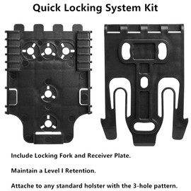 Quick Locking System Kit Included QLS Fork and Plate with Thigh Elastic Strap Low-Ride UBL Universal Belt Loop for Duty Belt Holster