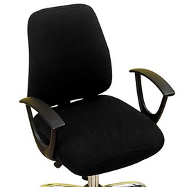 Yangshine Computer Office Chair Cover, Split Protective & Stretchable Rotating Armchair Slipcover, Washable Dining Chairs Covers (Black)