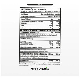 AminoFem Aminoácidos Para Mujer + BCAA | 30 Servicios | Sabor Ponche de Frutas | Purely Organics