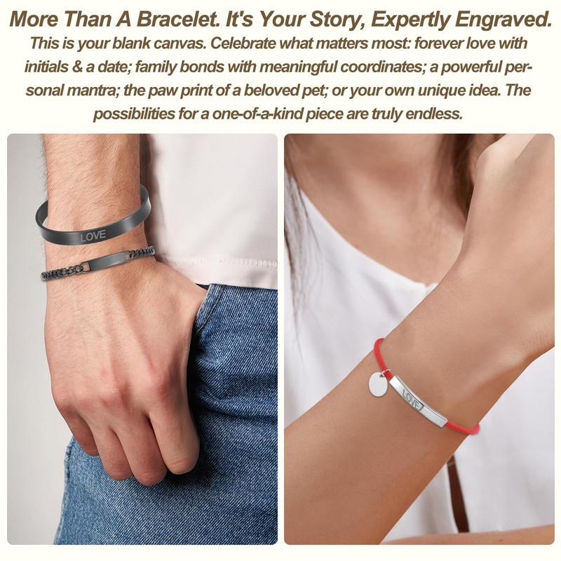 MECCANIXITY Stainless Steel Cuff Bracelet, 10mm Flat Thin Adjustable Open