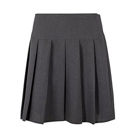MOLLY MALOU Girls Kids Women Ladies School Uniform All Round Pleated School Skirt with Zip Drop Waist UK Size (15-16 Years, Grey)