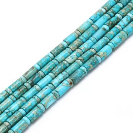 Light Blue Sea Sediment Jasper Smooth Cylinder Tube Beads 6x10mm 15.5'' Strand