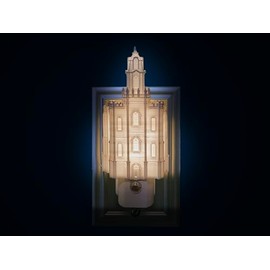 Utah LDS Temple Night Light Gift (Wall Outlet, Plug-in, LED, Dusk-to-Dawn Sensor) (Manti)