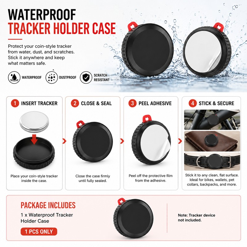 Waterproof Tracker Holder Case for AirTag – Adhesive Shock-Resistant Cover