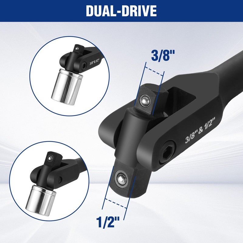 WORKPRO 16-inch Dual Drive Breaker Bar, 3/8" & 1/2" Drive,