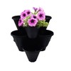 Shop4allsorts Set Of 3 Black Strawberry Trio Planters Stackable Plastic