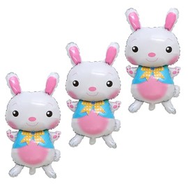 NAUZE 3Pieces Easter Rabbit Foil Balloons Bunny Shaped Cute Balloons Birthday Party Decorations for Easter Party Supplies Woodland Animals Theme Baby Shower