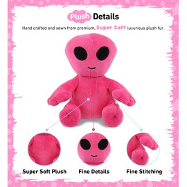 DolliBu Plush Alien Stuffed Toy – Soft Huggable Alien, Adorable Space Creature Plush Toy, Cute Alien Weird Cuddle Gifts for Kids and Adults - 6 Inch Pink