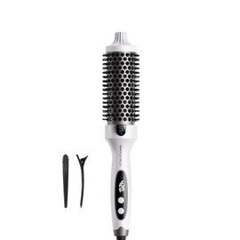 Wavytalk Blowout Boost Thermal Brush, 1.5 inch Heated Round Brush for Blowout Look, Negative Ion Technology, Ceramic Tourmaline, 5 Temperature Settings, Dual Voltage, White