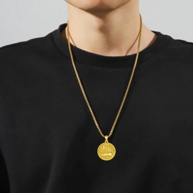 PELOVNY Gold Memento Mori Necklace 925 Sterling Silver Amor Fati Stoic Four Virtues Necklace Nature Jewelry Christmas Stoicism Gifts for Men Women