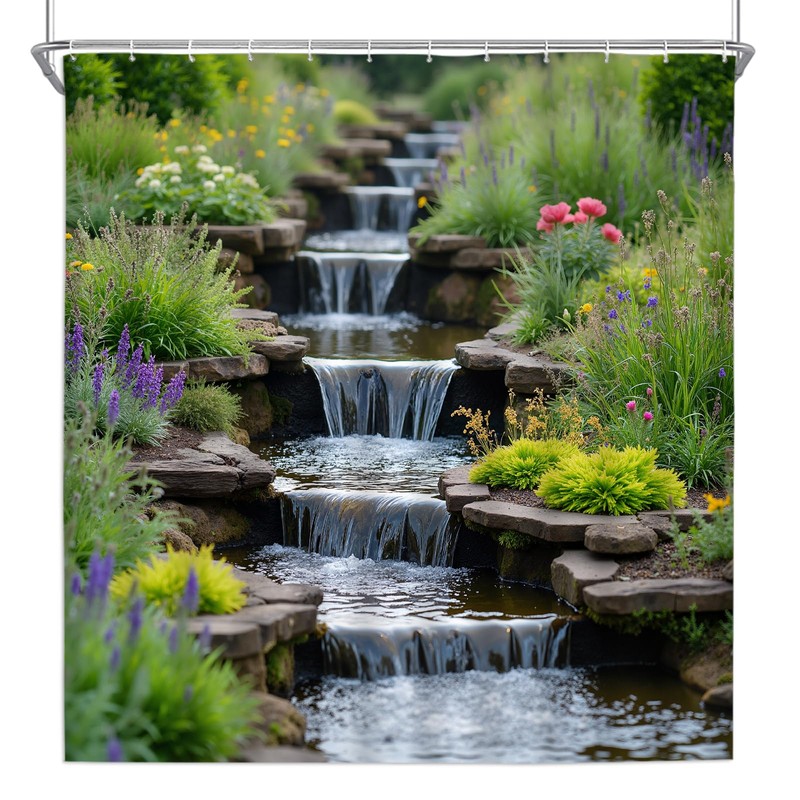 Landscape Shower Curtains Park Flower Plant Bathroom Decor 70.8 x