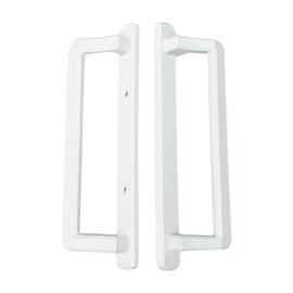 PGT 10" Sliding Door Handle Set with Thumb Latch Lever, and Screws | Interior and Exterior Replacement Patio Door Handle with 3-7/8" Hole Spacing | Fix Repair PGT Door Hardware (White)