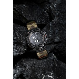 16mm Nylon Watch Band Compatible with Casio G-shock GWG-1000 GWG1000, Rugged Nylon Sports Watch Strap with Military Patches Design, Quick Release Replacement Strap for Outdoor Tactical Use for Men