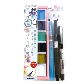 Kuretake FHS191-2 Brush Pen, Blooming Calligraphy, Watercolor Kit, Yumekano no Sho