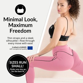 VS VALESPORT Black Sports Bras for Women, Workout Tops Built in Bra - Breathable, Lightweight, and Supportive Strappy Sports Top for Yoga, Pilates & Workouts