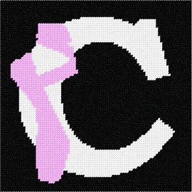 Pepita needlepoint canvas: Letter C Ballet Shoe, 7" x 7"