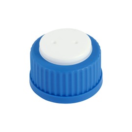 Pastein Blue GL45 Safety Filling Cap with One Hole for Glass Bottles, 1/8 Inch OD Tubing, Complete Kit (4, 2-Port)