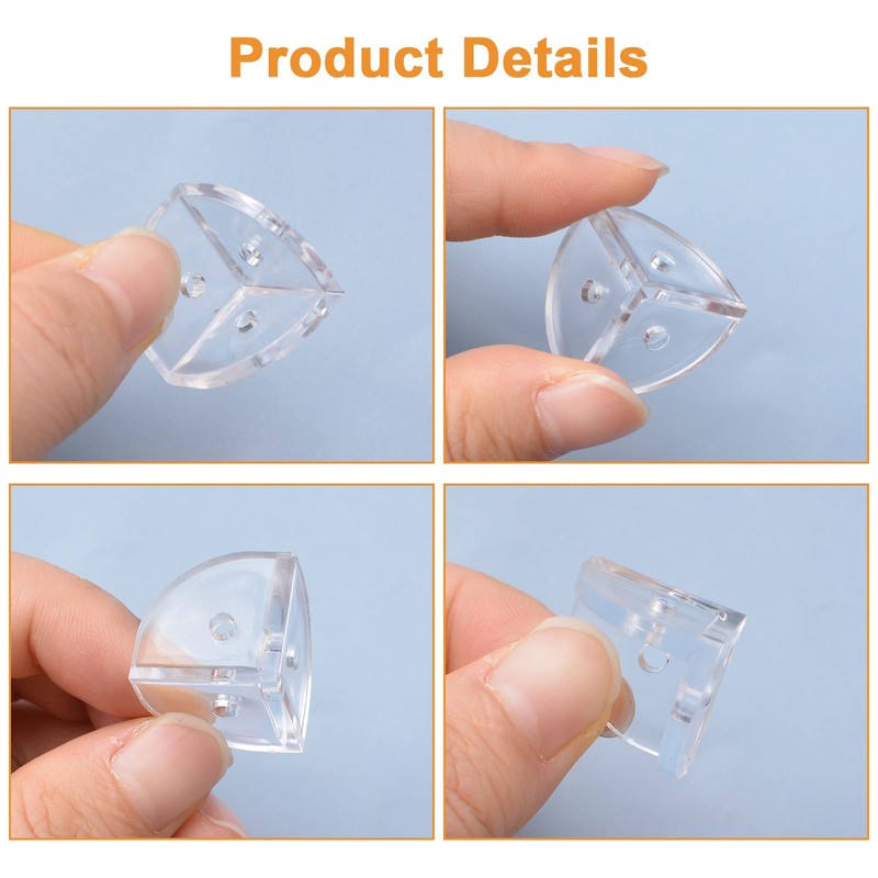 MOROBOR Acrylic Corner Brackets 16 Pieces Clear 3 Holes Rounded
