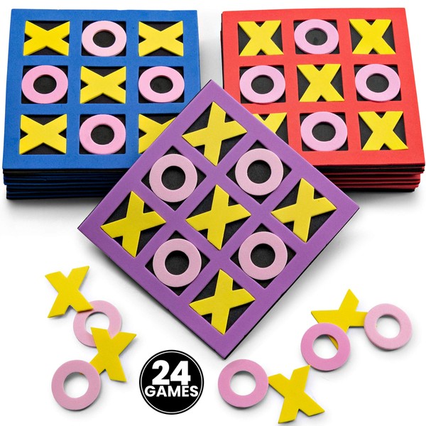Bedwina (Bulk Pack of 24) 5"x5" Foam Tic-Tac-Toe Mini Board Game Toys for Kids, Birthday Party Favors, Goody Bag Stuffers, Classroom Prizes & Occupational Therapy, Stocking Stuffers