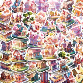 3D Miniature Scene Sticker Set (50 Pieces) Realistic Miniature Stickers for Creative Projects, Decoration and Collections Perfect Details in 3D Look