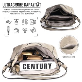 TAN.TOMI Women's Large Handbag with Compartment Shoulder Bag Crossbody Bag Elegant Vintage Shopper Bag with Removable Shoulder Strap, gray