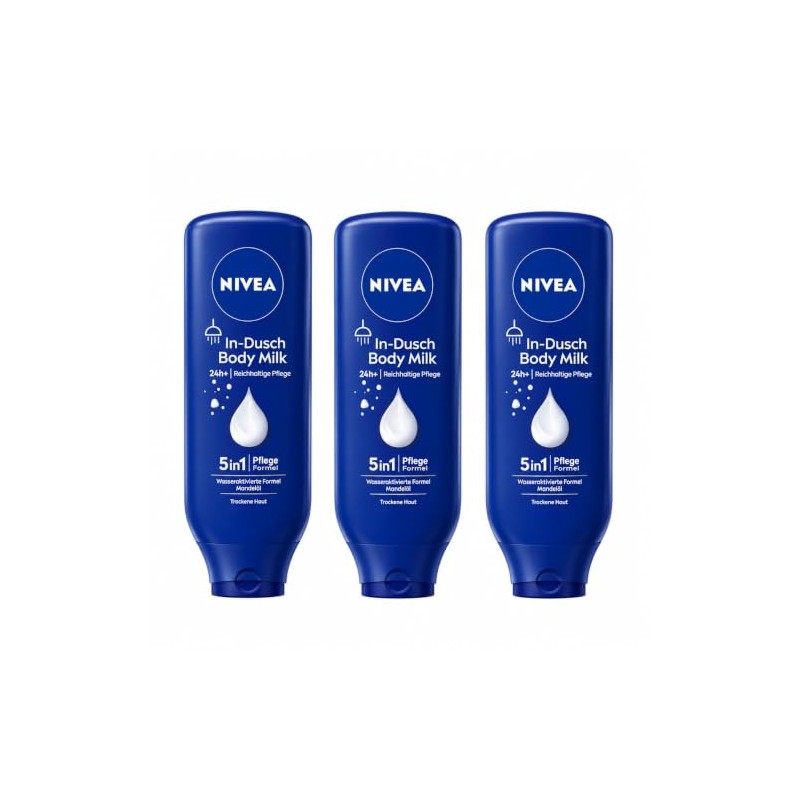 3 x Nivea Body Milk In-Shower "Body Milk" for Dry