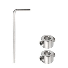 HARFINGTON 2pcs 4mm Drill Stop Collar Set Depth Stop, Adjustable Stainless Steel Drilling Limit Ring, Anodizing Surface Dowel Shaft Chuck Positioner with Hex Wrench, Silver