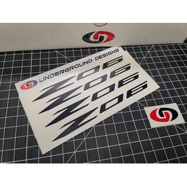 Z06 Decals (4pk) Corvette Racing 6" Accent Stickers C5Z C6Z C7Z C8Z LSX LTX (Gloss Blackout)