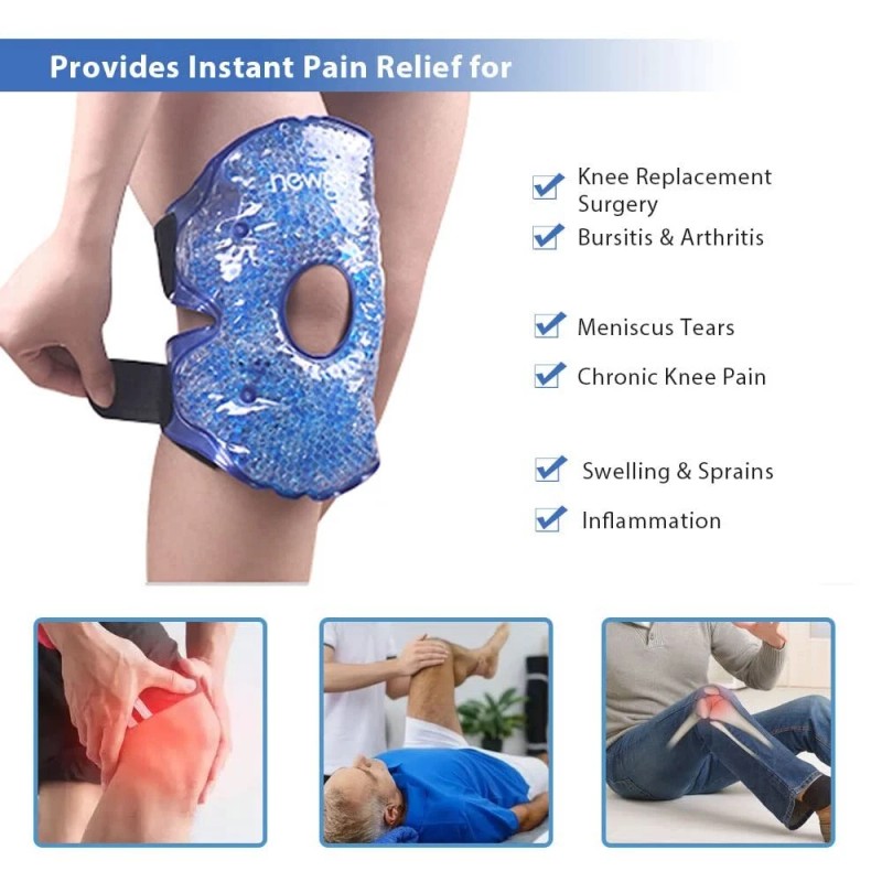 NEWGO Knee Cold Pack 2 Pack Reusable Soft Gel Freeze