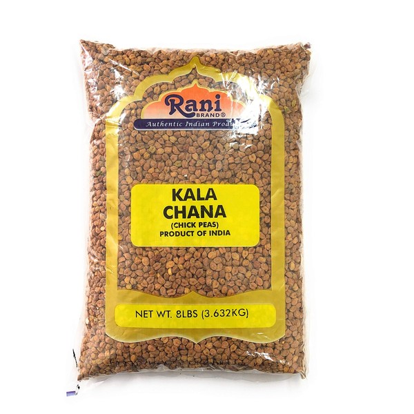 Rani Kala Chana (Desi Chickpeas Chana with skin) 128oz (8lbs) 3.63kg Bulk ~ All Natural | Gluten Friendly | NON-GMO | Vegan | Indian Origin