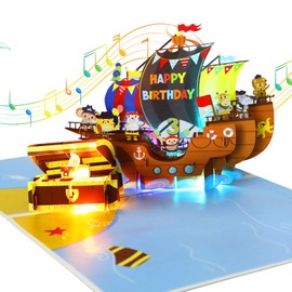 3rd Birthday Cards, 3D Pop Up Birthday Cards with Music, 3D Greeting Card with Lights & Blow Out Candles, Birthday Card for 3 years old, Boys, Sons, Grandchildren